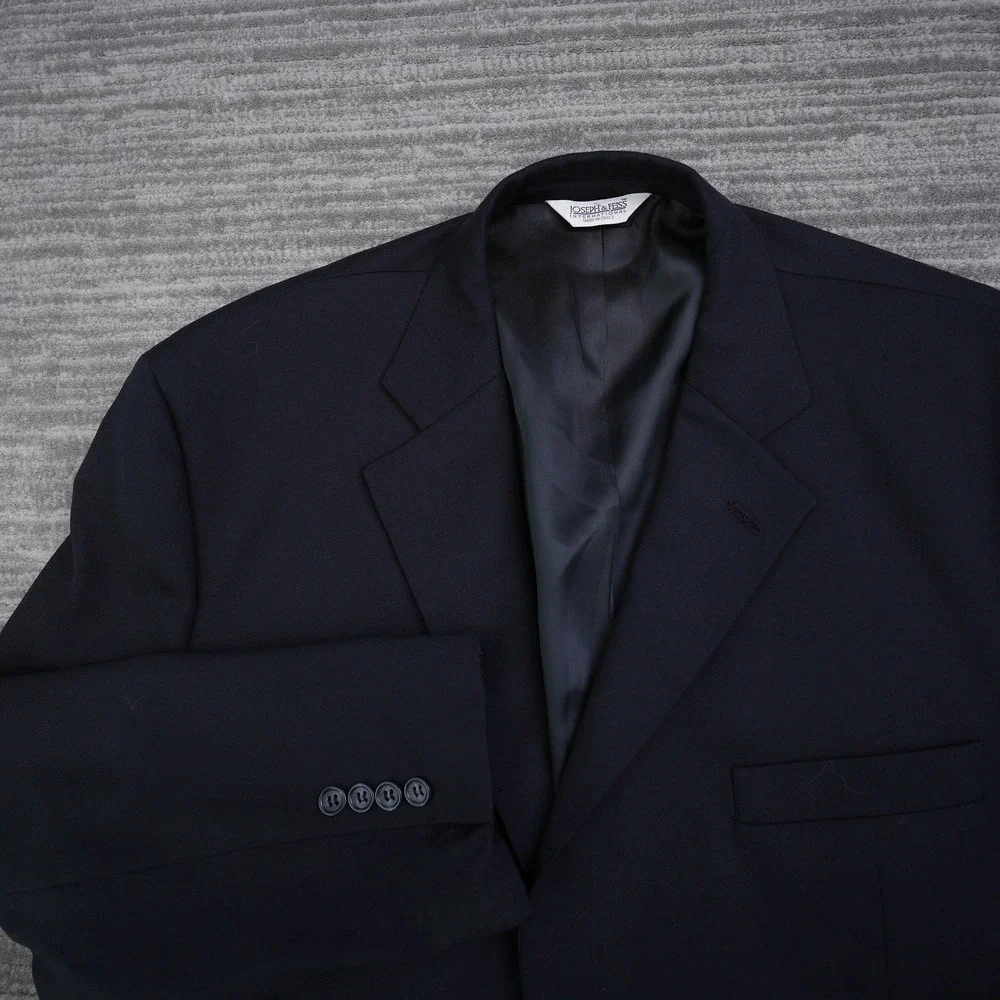 Joseph & Feiss International Mens 44 Short Navy Blue 100% Wool Blazer Sport Coat